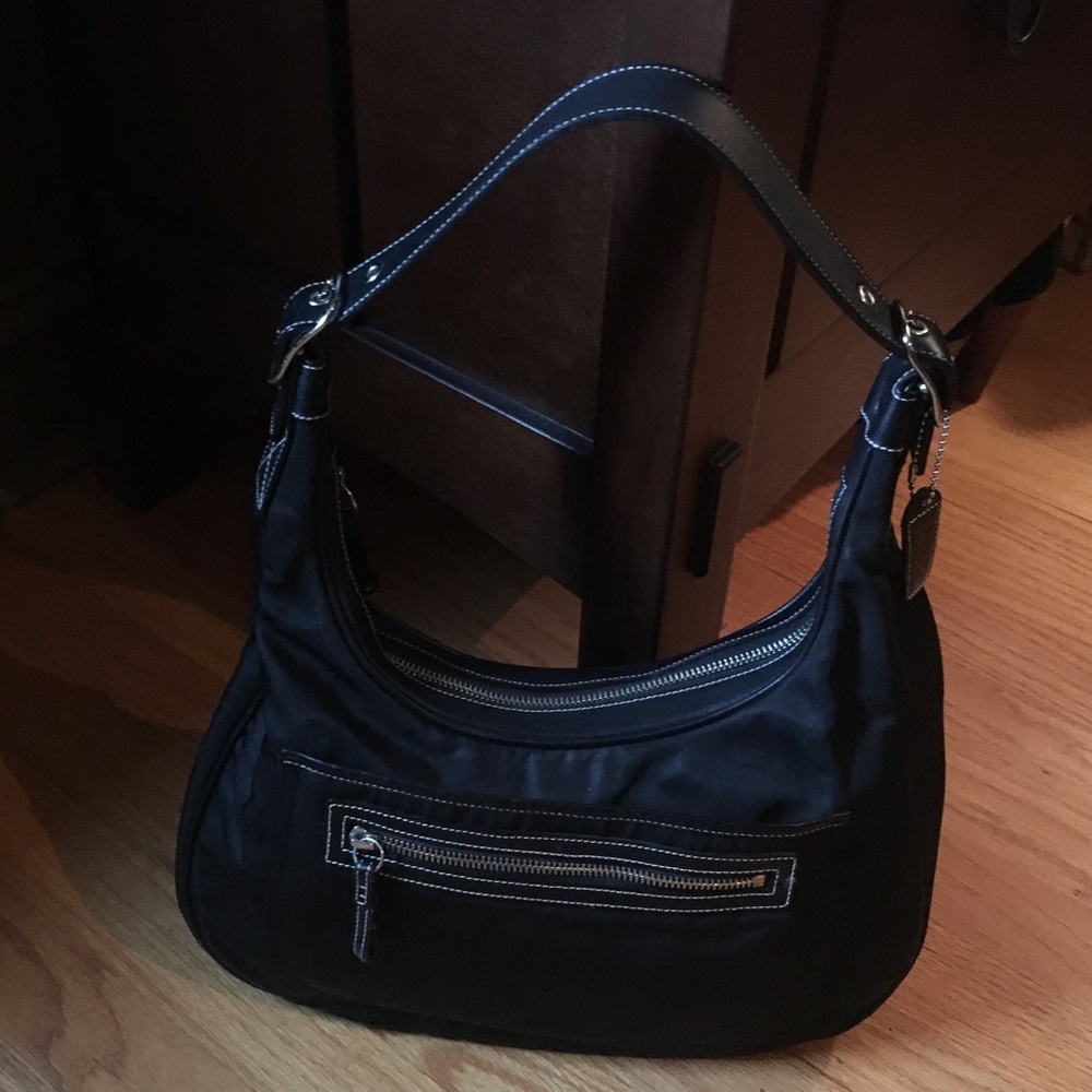 Authentic rare Coach black nylon shoulder bag EUC!
